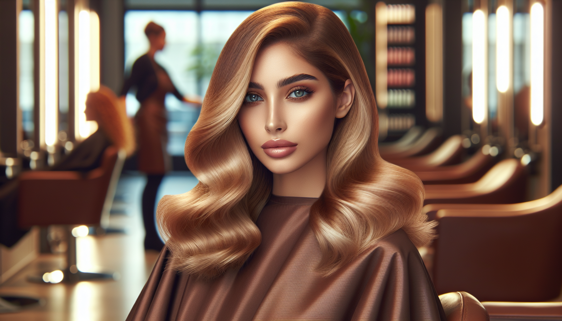 Woman with warm butter blonde hair