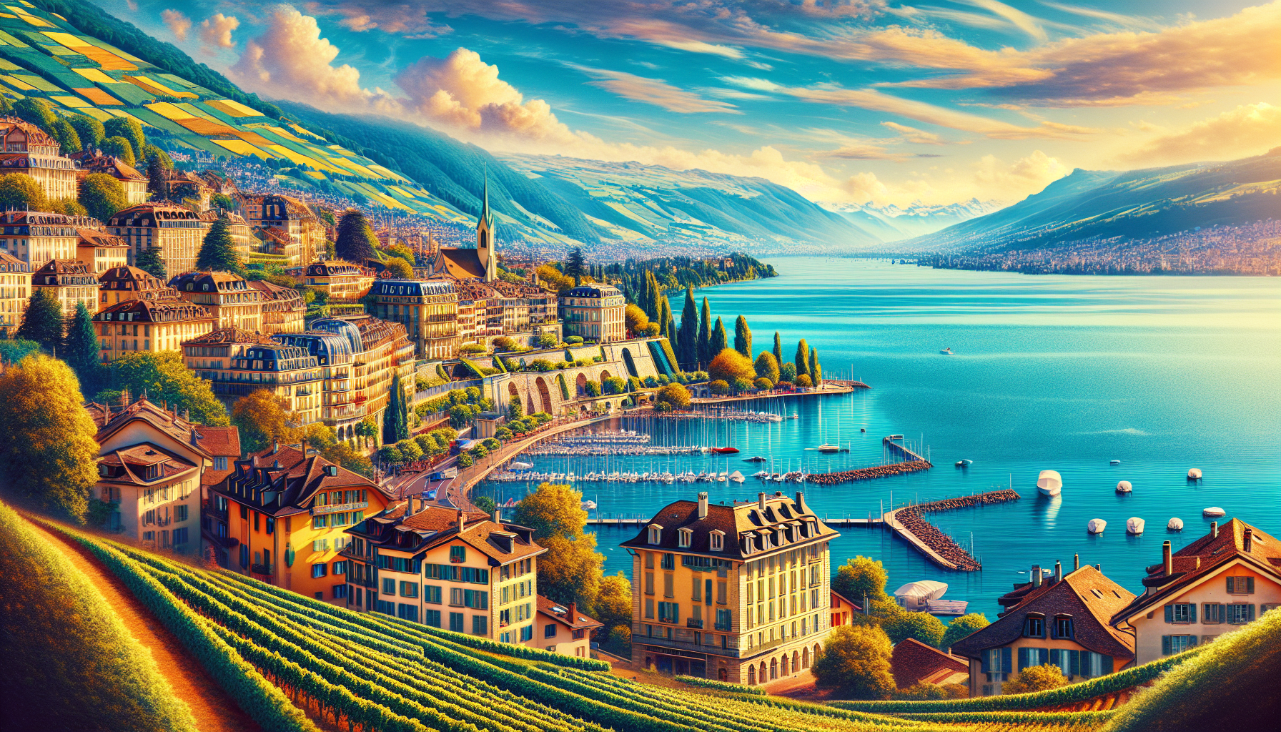 Lausanne overlooking Lake Geneva