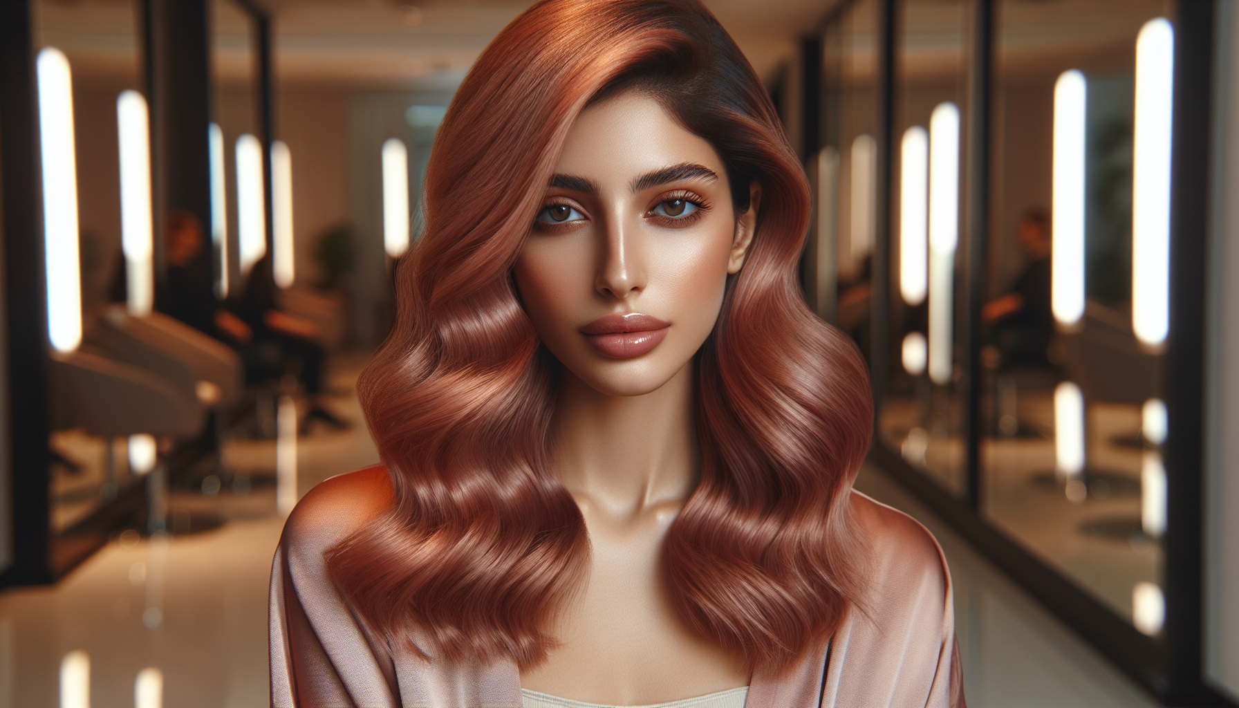Woman with soft copper hair color
