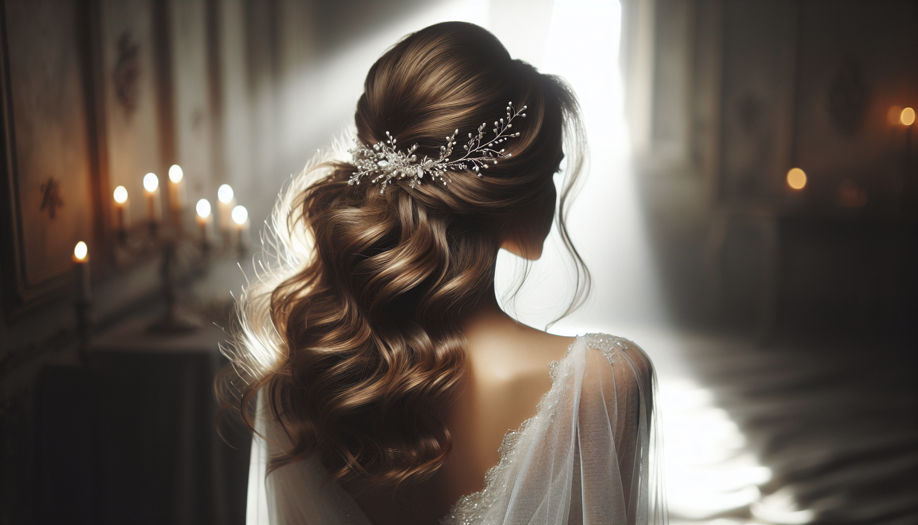 Bride with romantic soft waves hairstyle